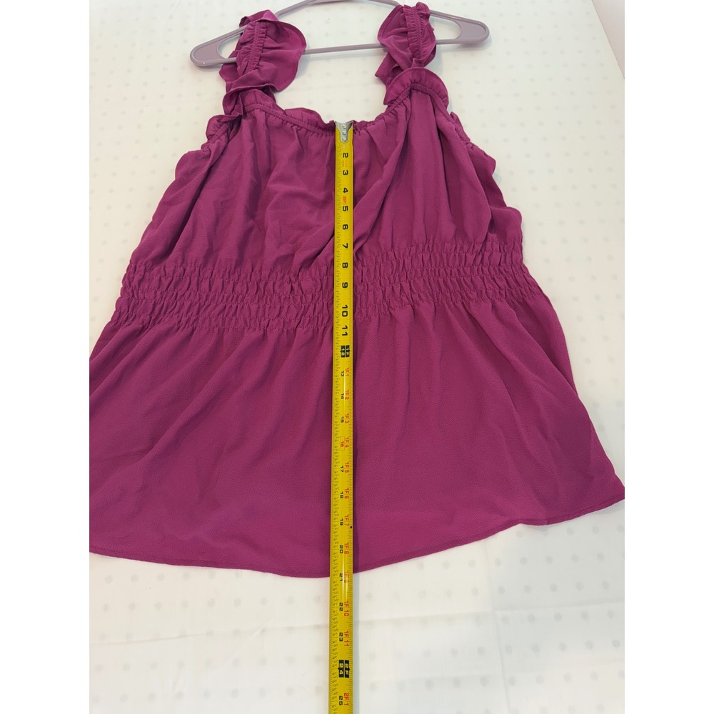 Lane Bryant Magenta Pink Ruffle Strap Smocked Waist Peplum Top Blouse Size 20 - Picture 3 of 5